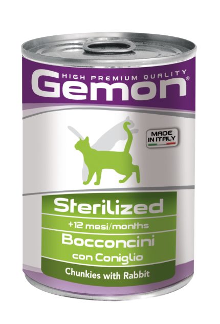 Gemon Chunkies with Rabbit  Sterilized Cat- Μπουκιές Κουνελιού για Στειρωμένες Γάτες 400γρ.