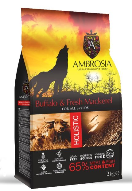 Ambrosia Grain-Free Dog Adult Fresh Mackerel & Buffalo 2kg