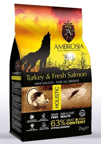 Ambrosia Grain -Free Dog Mini Adult Fresh Turkey & Salmon 2kg