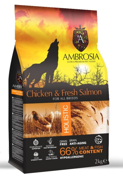 Ambrosia Grain-Free Dog Adult Chicken & Fresh Salmon 12kg