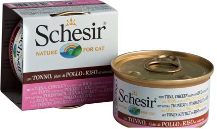 Schesir Cat Natural Τόνος με Κοτόπουλο και Ρύζι  85γρ.